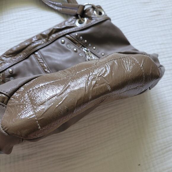 Kathy Van Zeeland Brown Shoulder Bag Purse Chunky Silver Rhinestone McBling Y2K - Picture 4 of 7